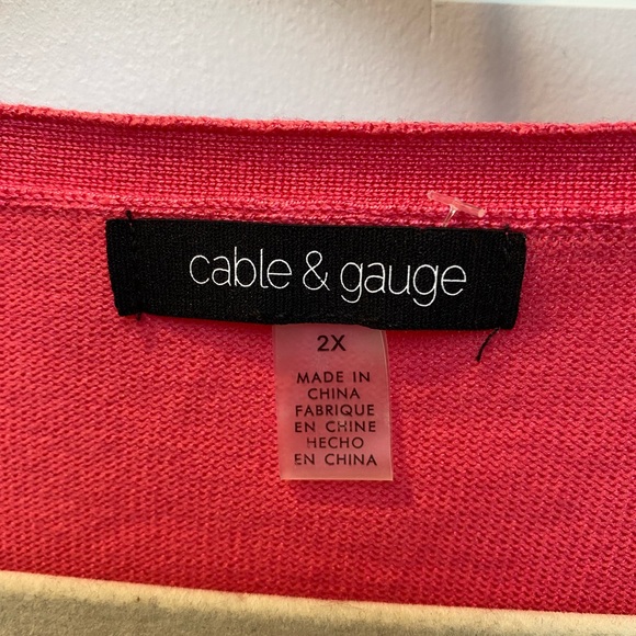 Cable & Gauge plus size casual v-neck pink sweater - Picture 4 of 7